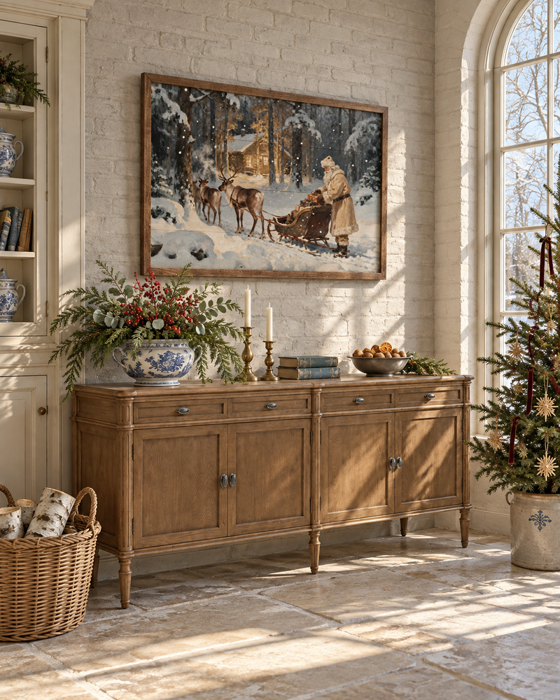 Santa And His Reindeer | Christmas Wall Decor