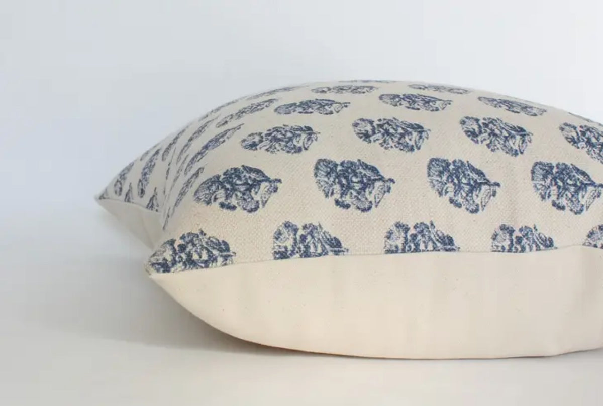 Coastal Blue Floral Pillow