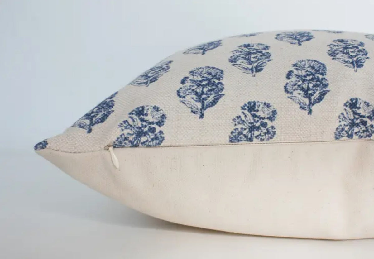 Coastal Blue Floral Pillow