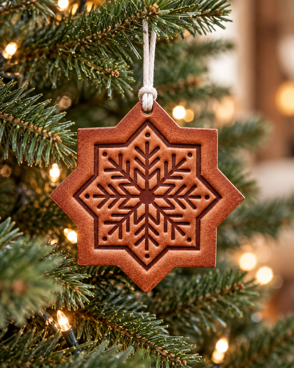 Snowflake Christmas Ornament | Leather