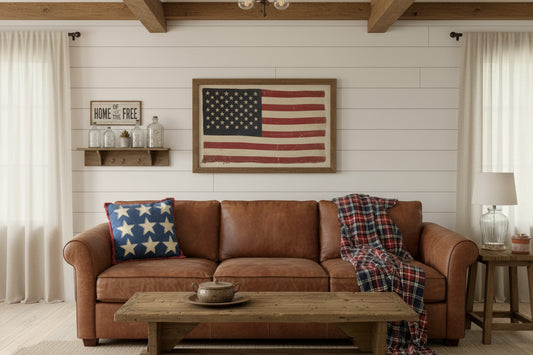 patriotic farmhouse throw pillow
