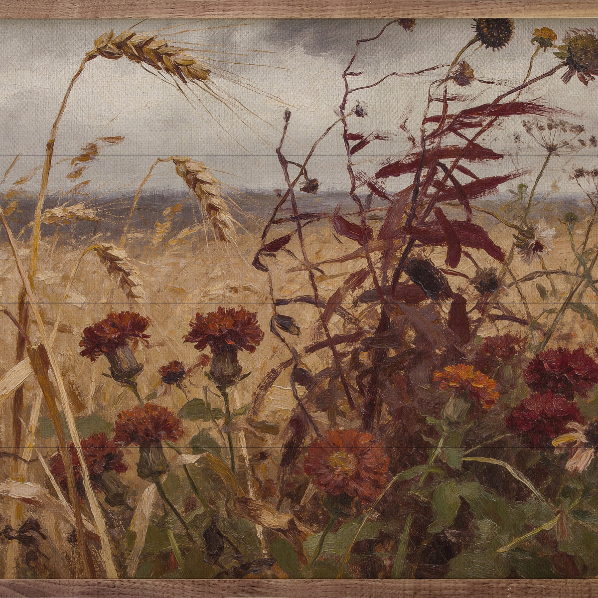 Stormy Auburn Field Wood Wall Art