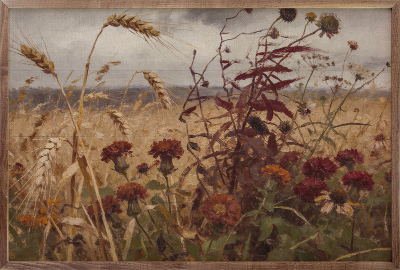 Stormy Auburn Field Wood Wall Art