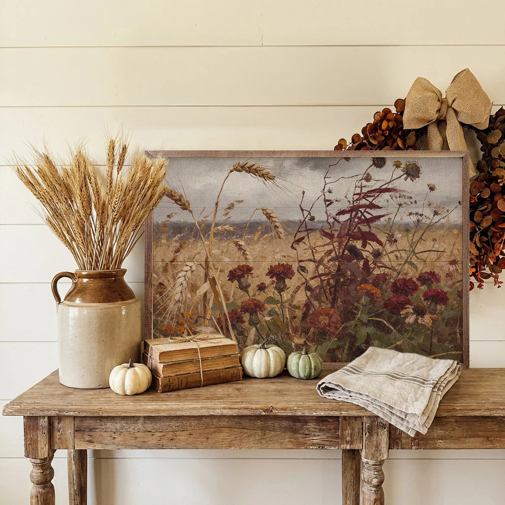 Stormy Auburn Field Wood Wall Art