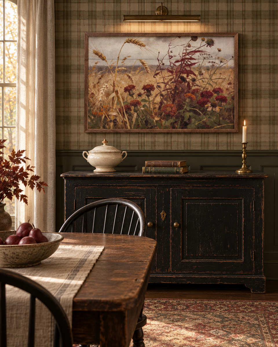 Stormy Auburn Field Wood Wall Art