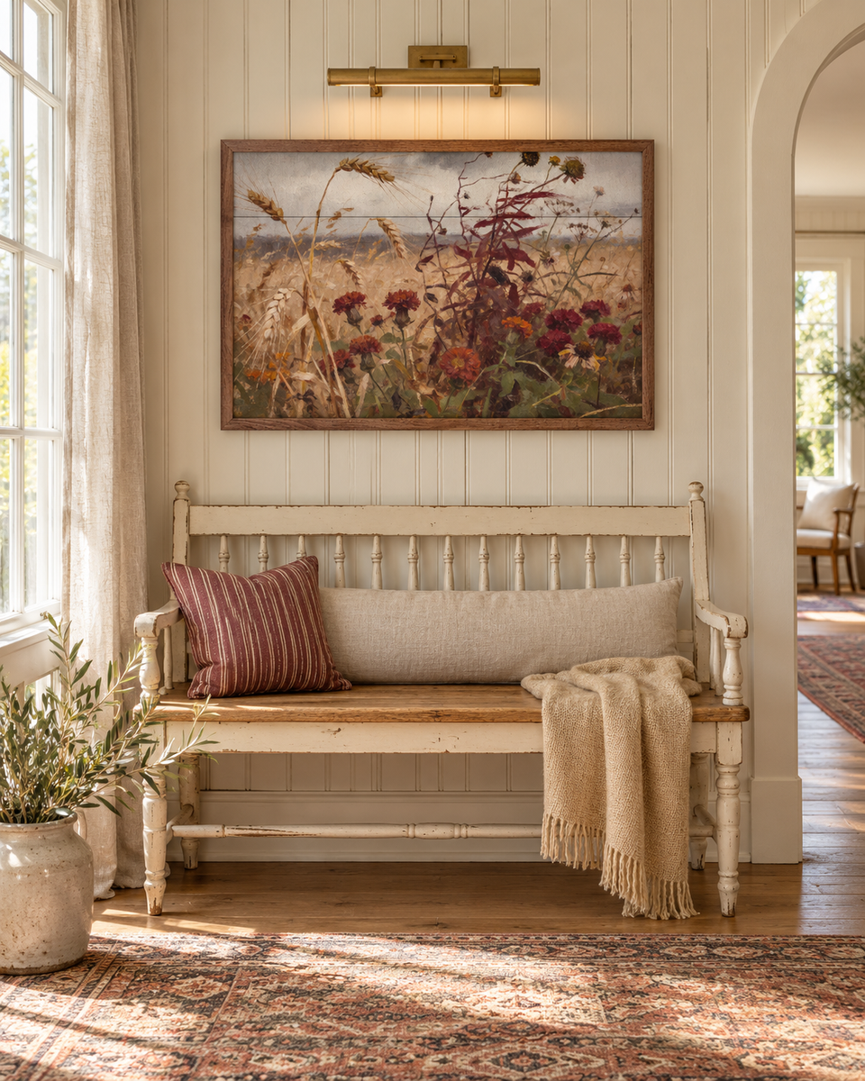 Stormy Auburn Field Wood Wall Art