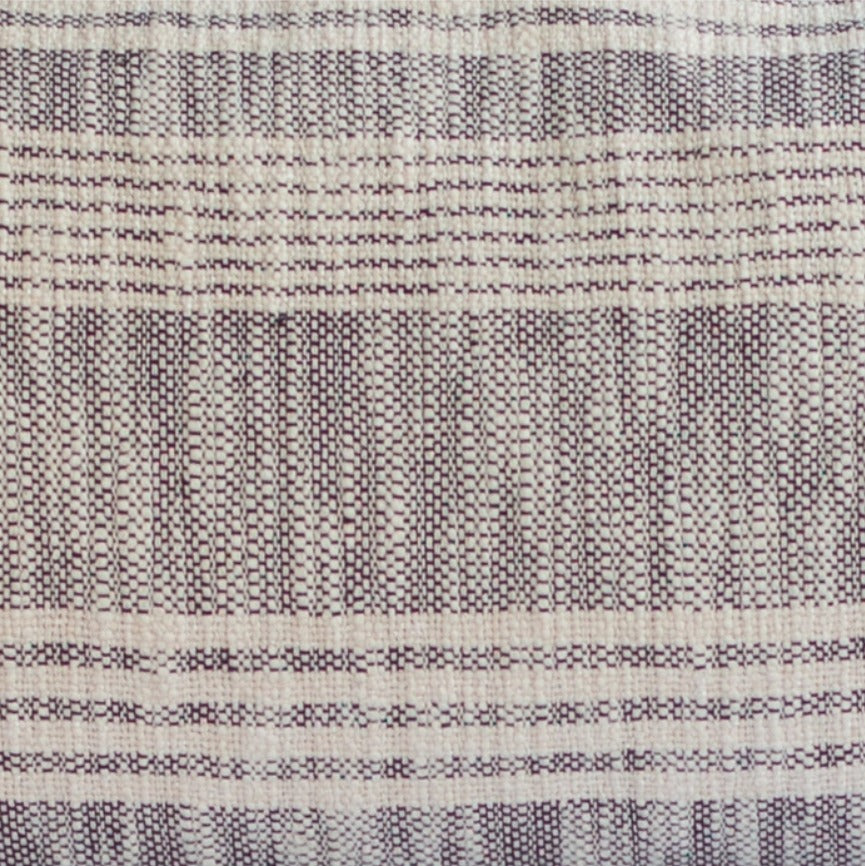 Striped Charcoal and Cream Cotton Pillow Cover with Tassels