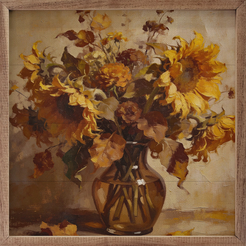 Sunflower Harvest Bouquet Wood Wall Art