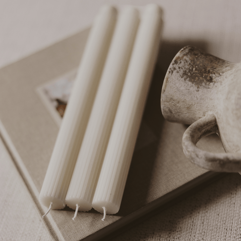 Fluted Taper Candles - Set of 3