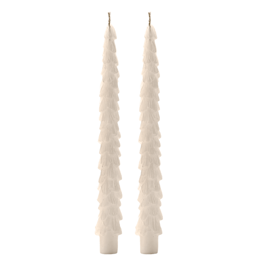 Cream Tree Taper Candles | Set of 2