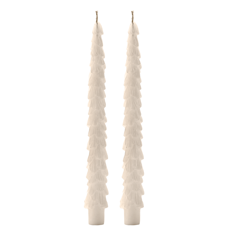 Cream Tree Taper Candles | Set of 2