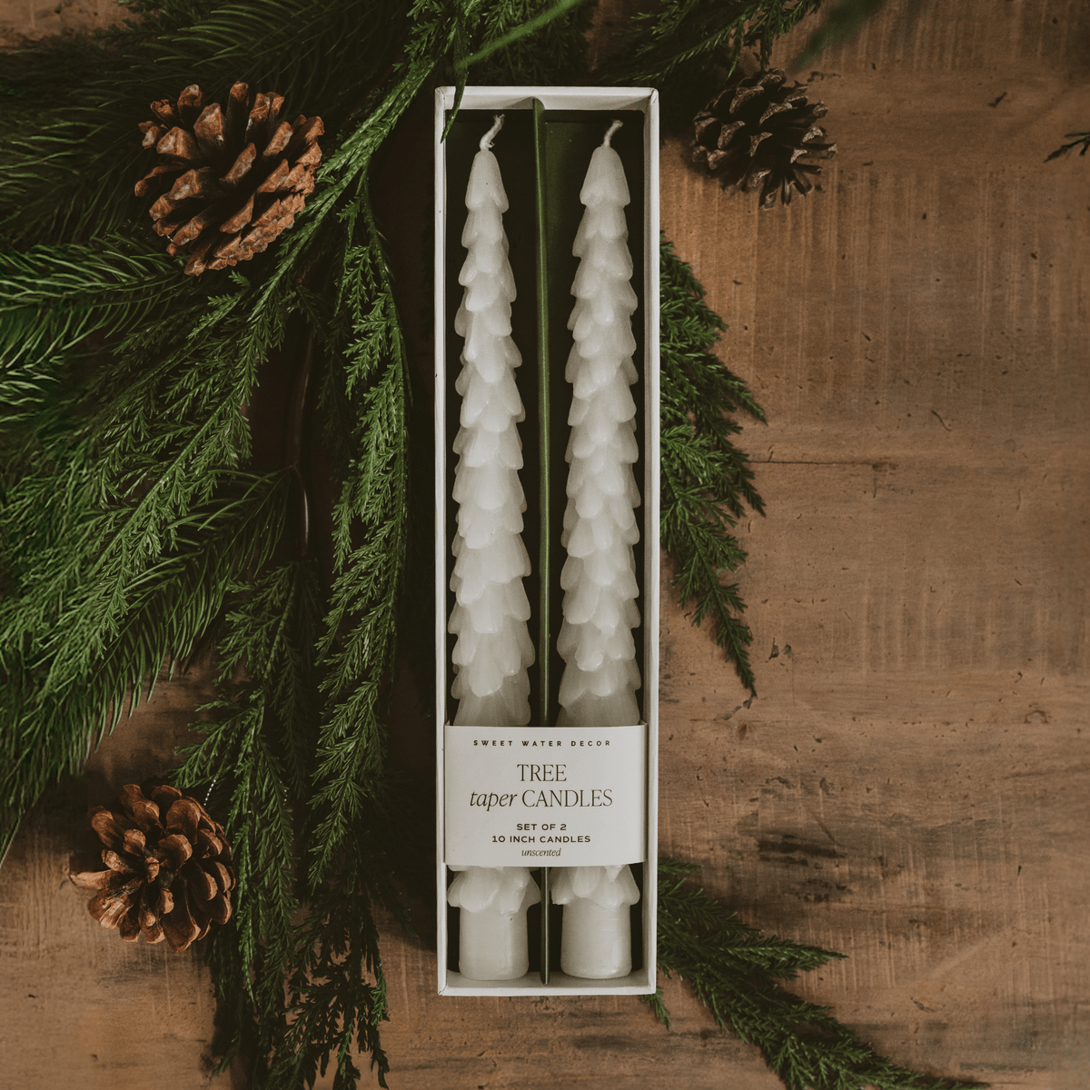 Cream Tree Taper Candles | Set of 2