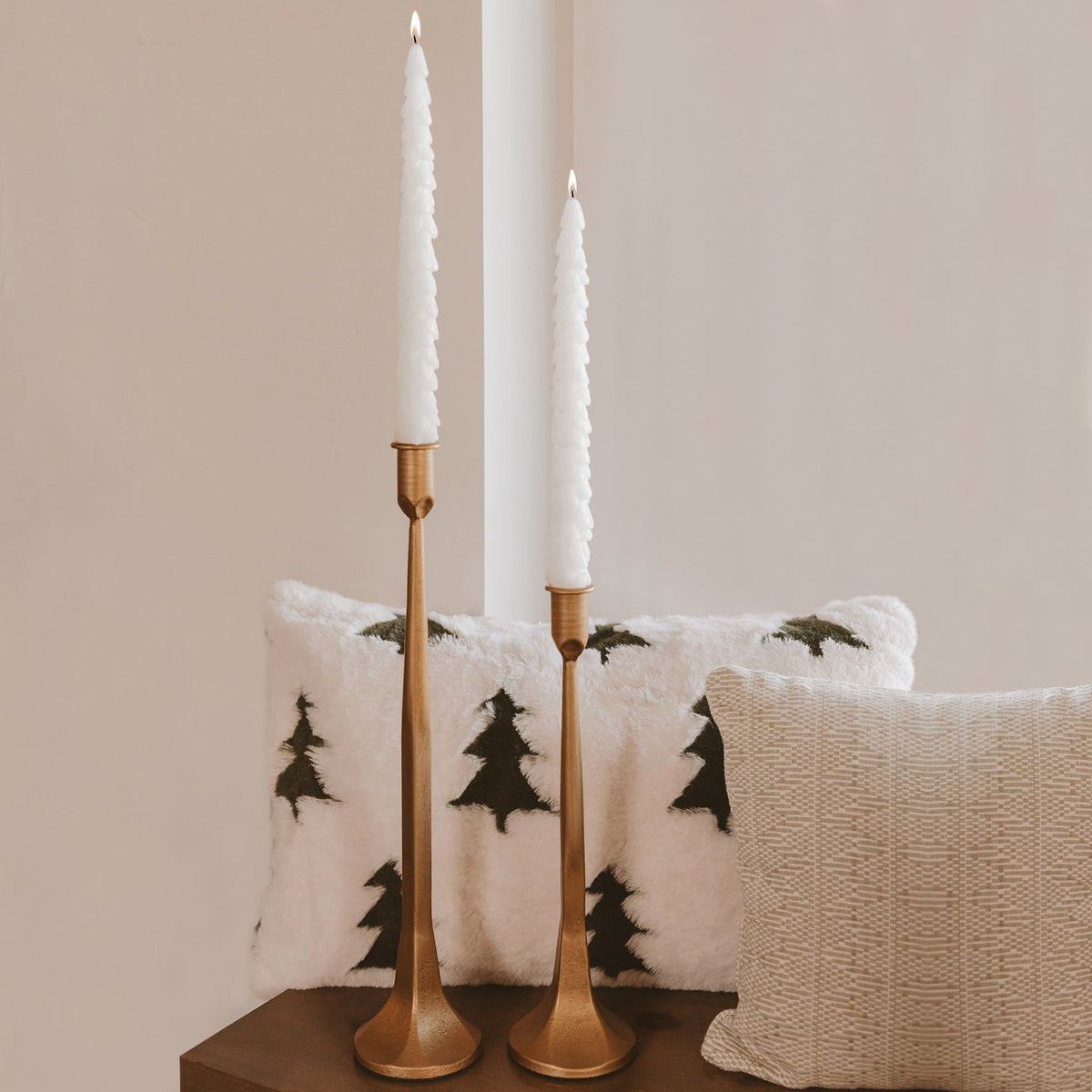 Cream Tree Taper Candles | Set of 2