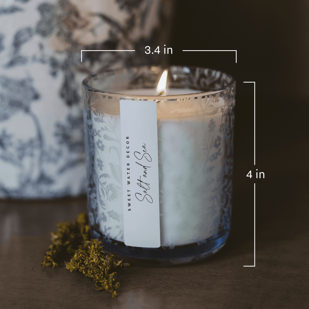 Salt + Sea Blue Floral Candle