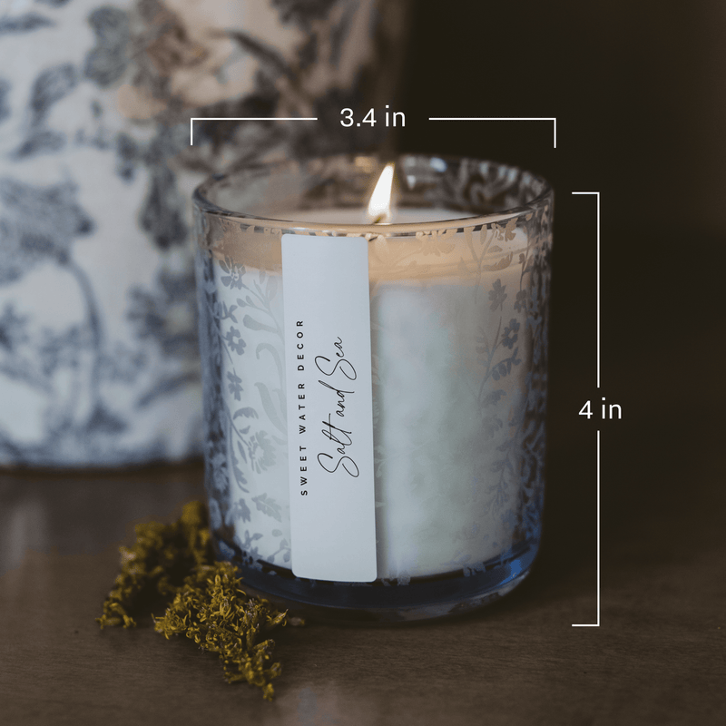 Salt + Sea Blue Floral Candle