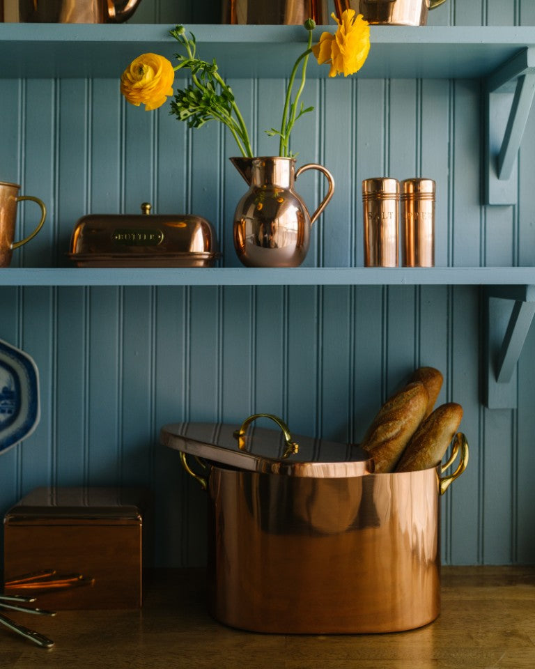Copper Bread Box with Brass Handles