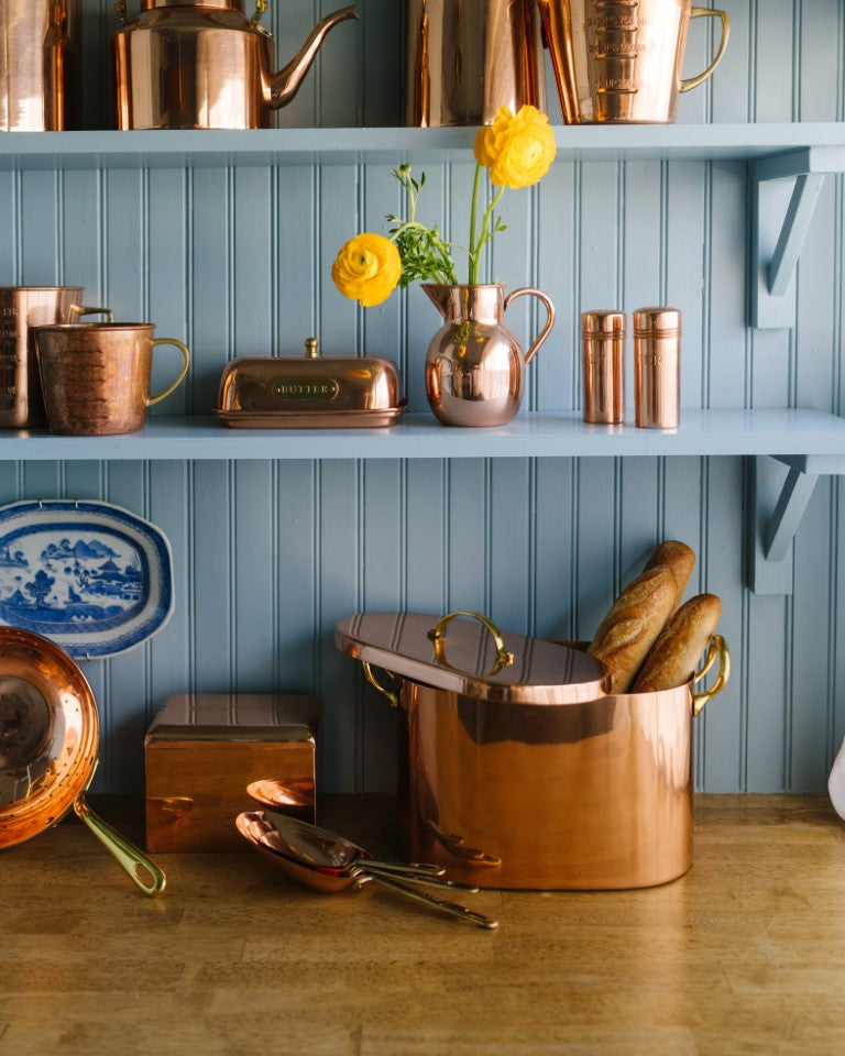 Copper Bread Box with Brass Handles