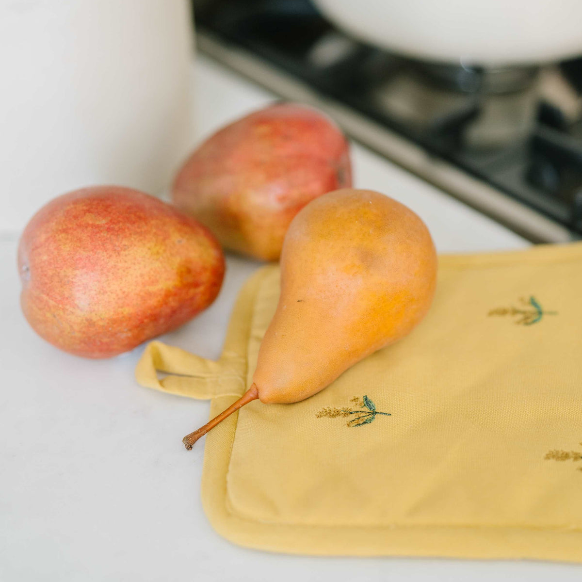 Yellow Embroidered Pot Holder