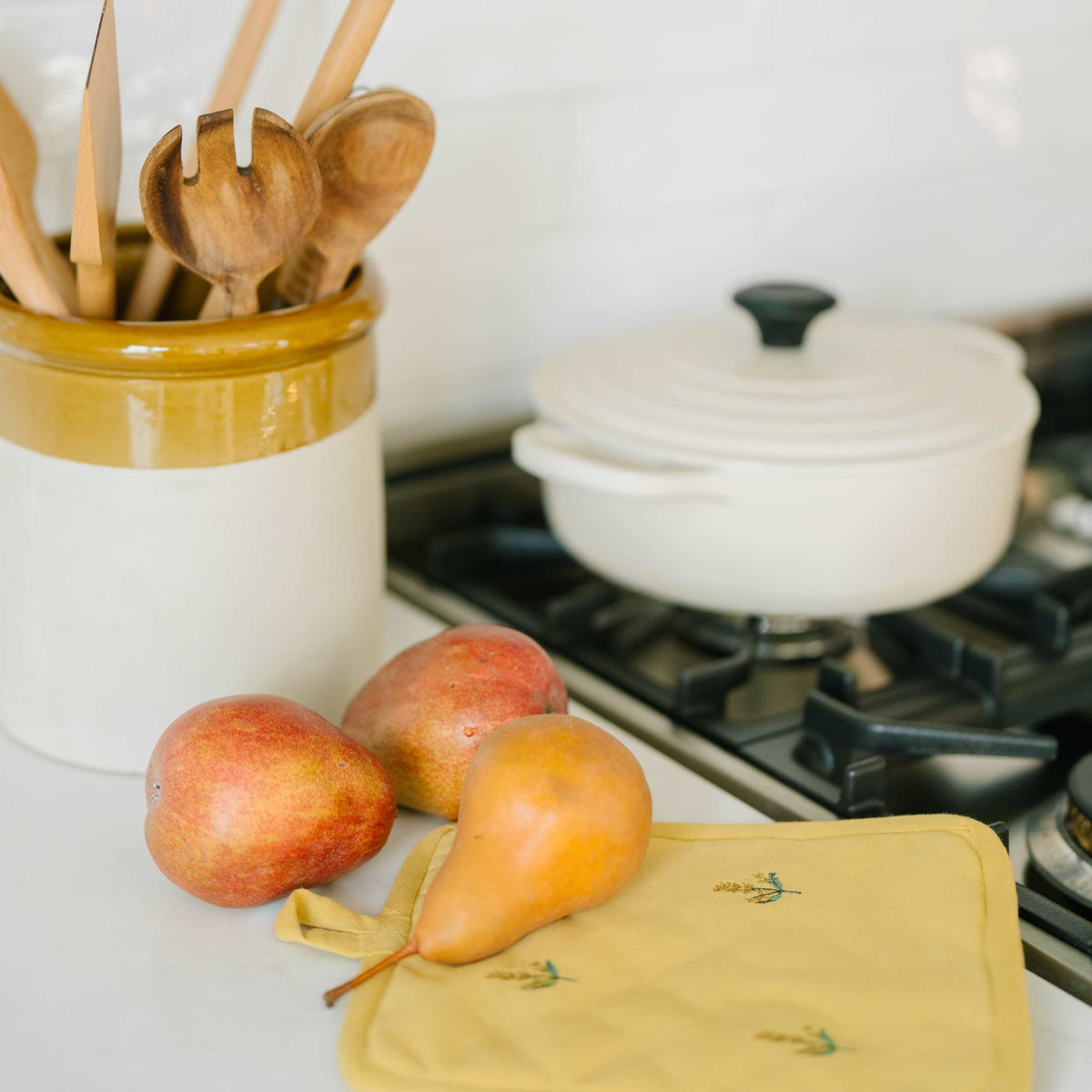 Yellow Embroidered Pot Holder