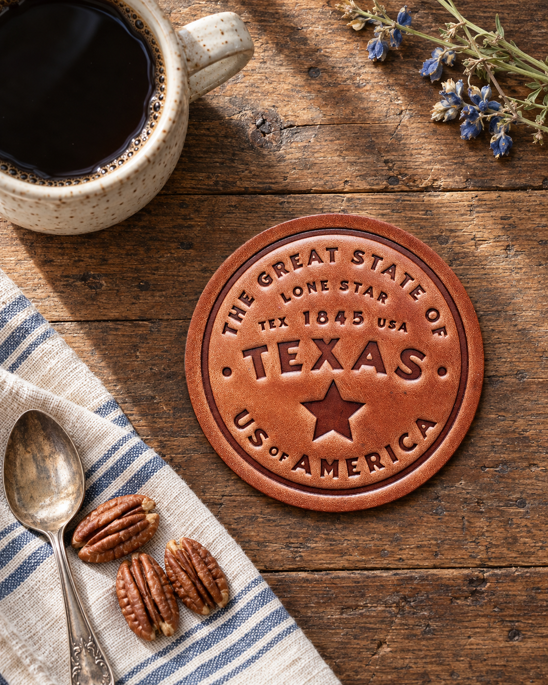 Texas Leather Coaster