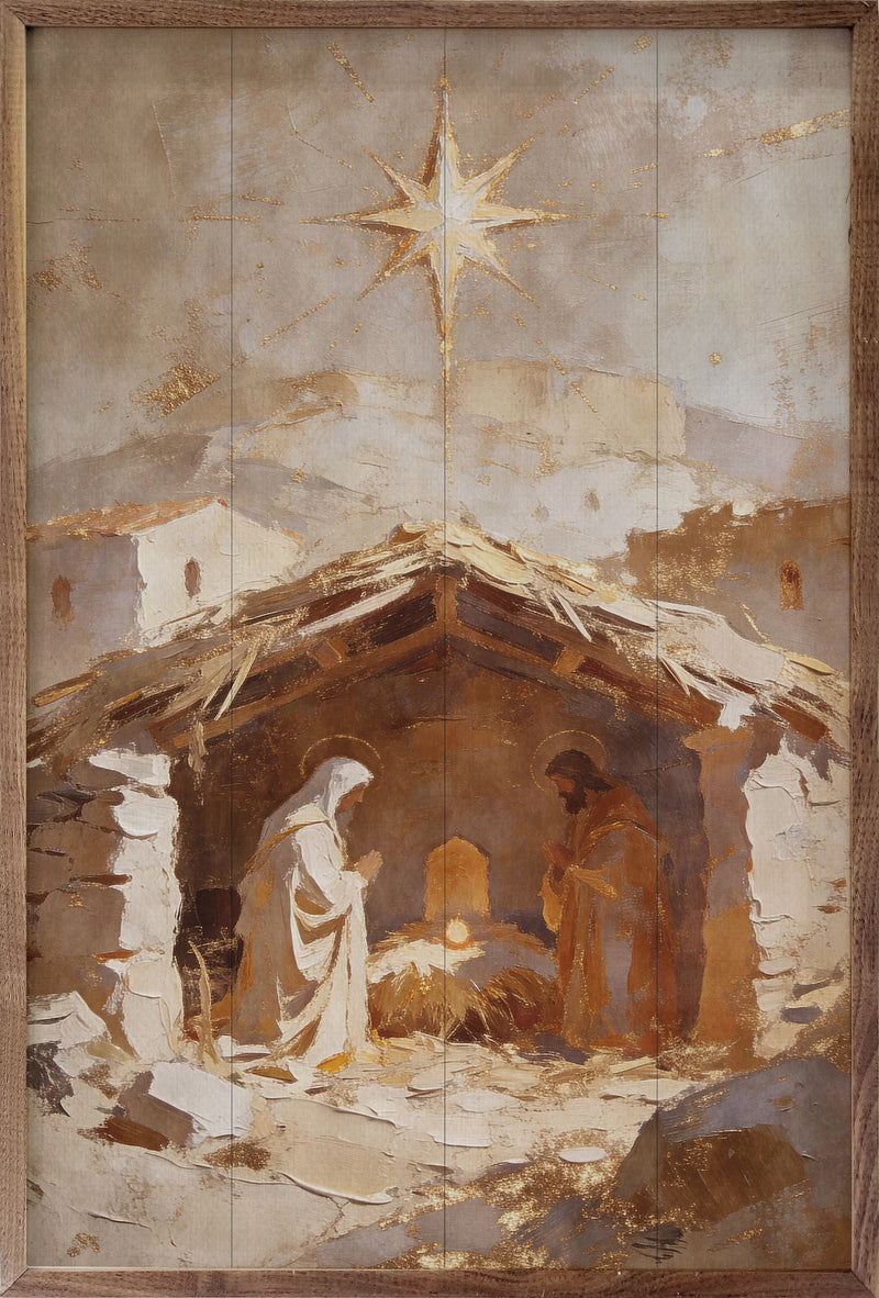 The Golden Manger | Christmas Wall Decor