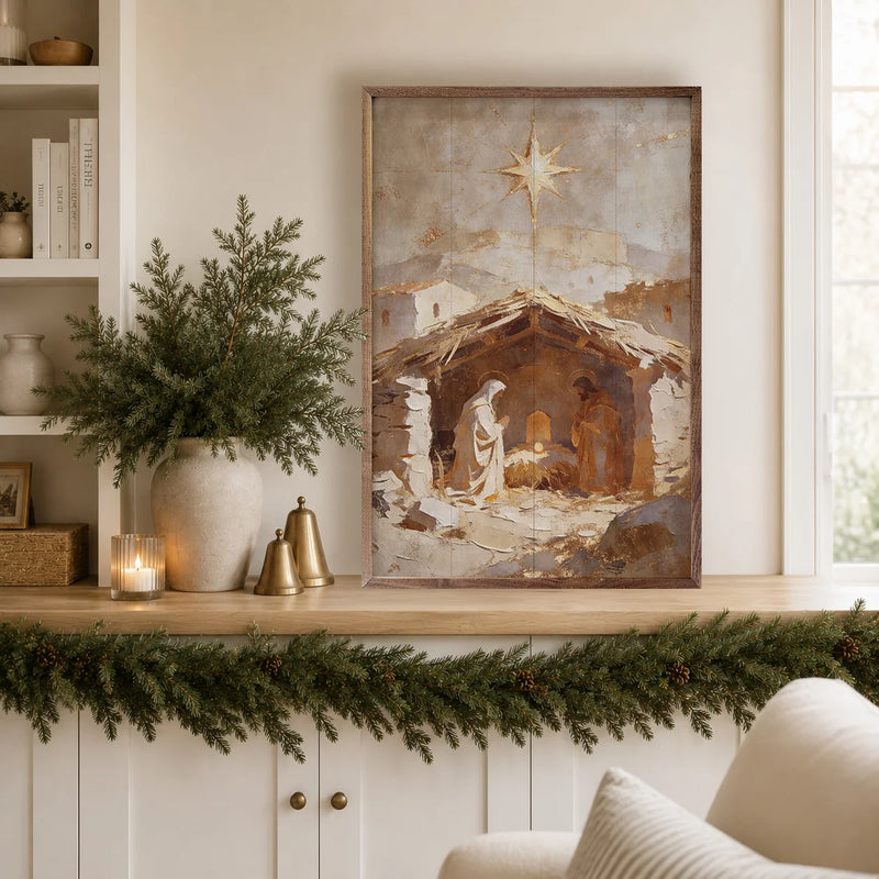 The Golden Manger | Christmas Wall Decor
