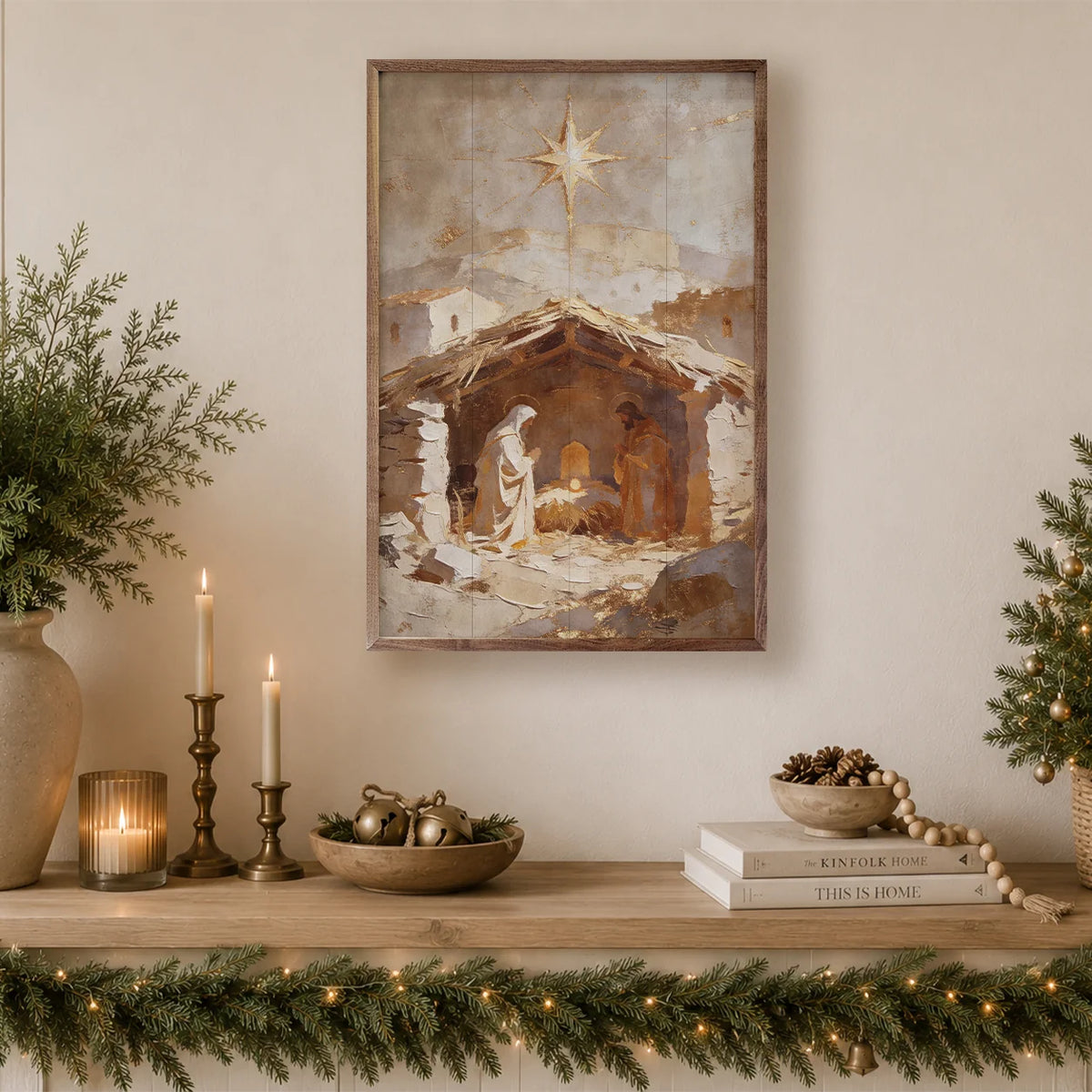 The Golden Manger | Christmas Wall Decor
