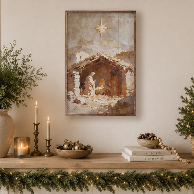 The Golden Manger | Christmas Wall Decor