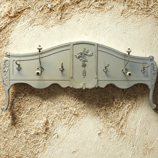 French Country Ornate Wall Mounted Coat Rack | Distressed Green Finish