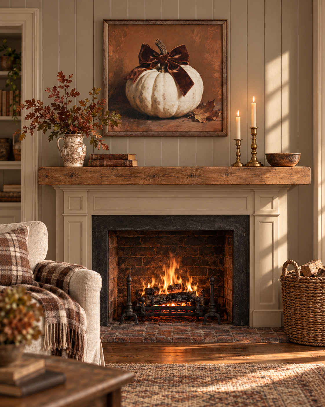 Velvet Bow Pumpkin Wall Art