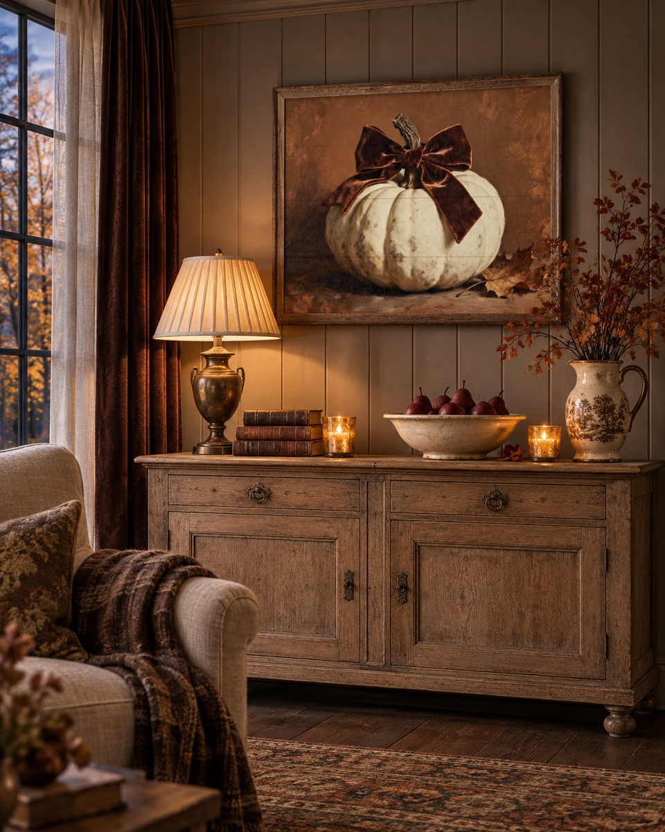 Velvet Bow Pumpkin Wall Art