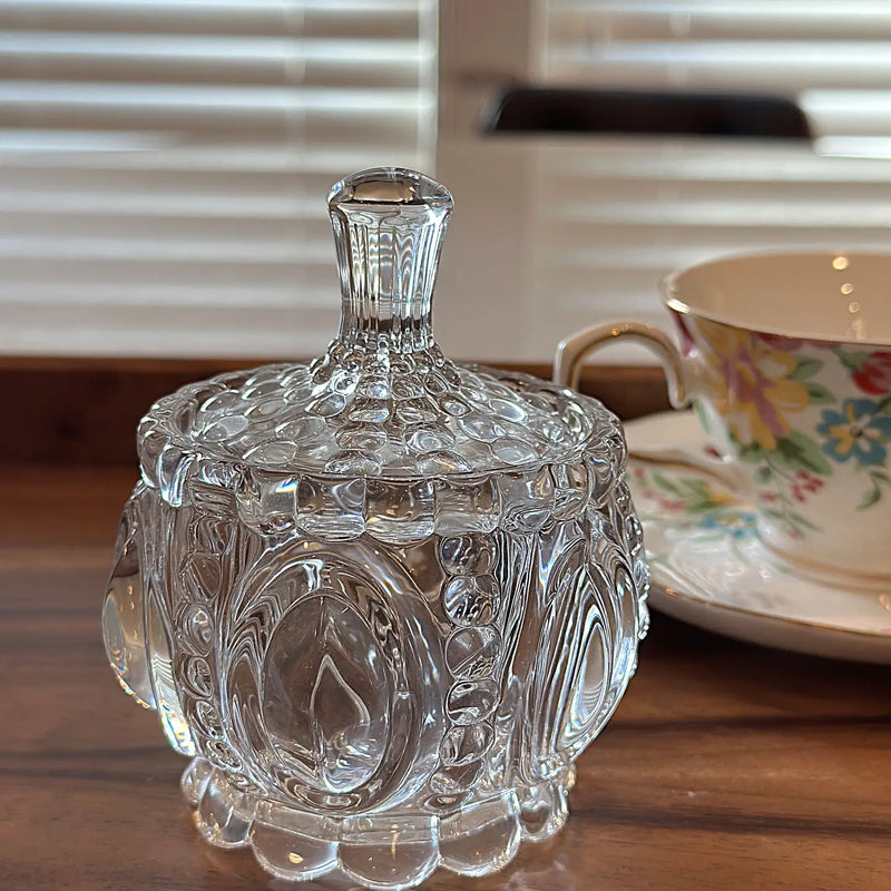 Vintage Ornate Pumpkin Glass Jar