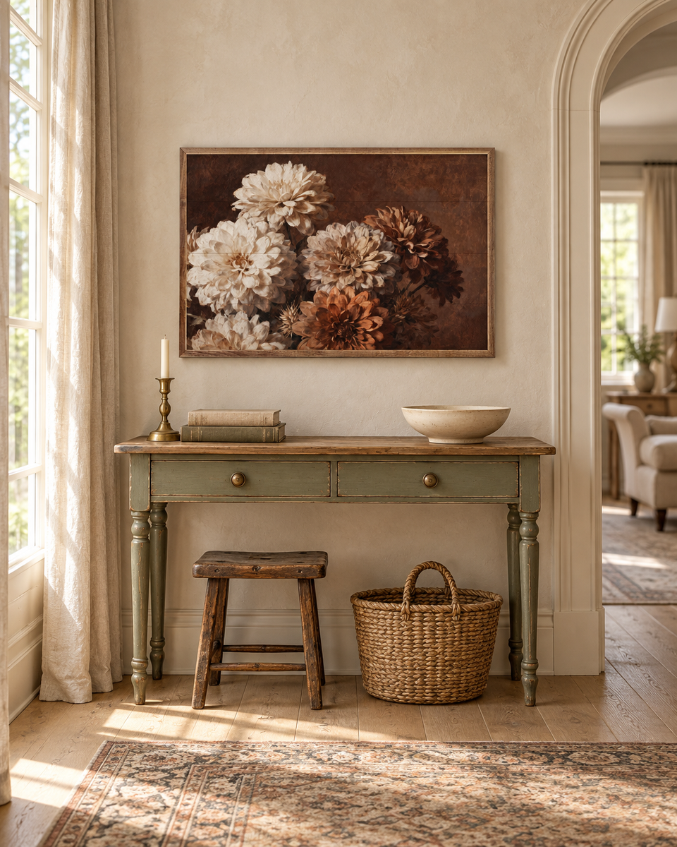 Vintage Mum Bouquet Cottage Farmhouse Wall Art