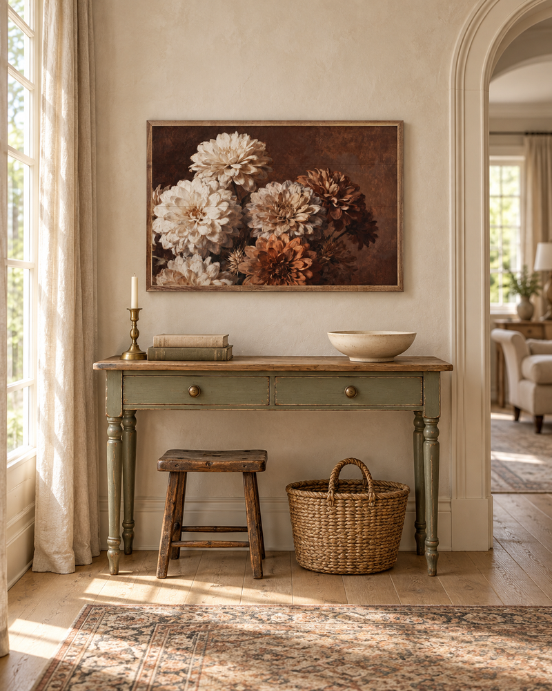 Vintage Mum Bouquet Cottage Farmhouse Wall Art