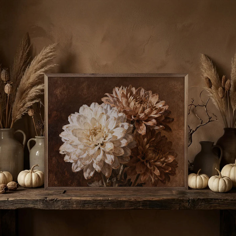 Vintage Three Mums Bouquet Wall Art