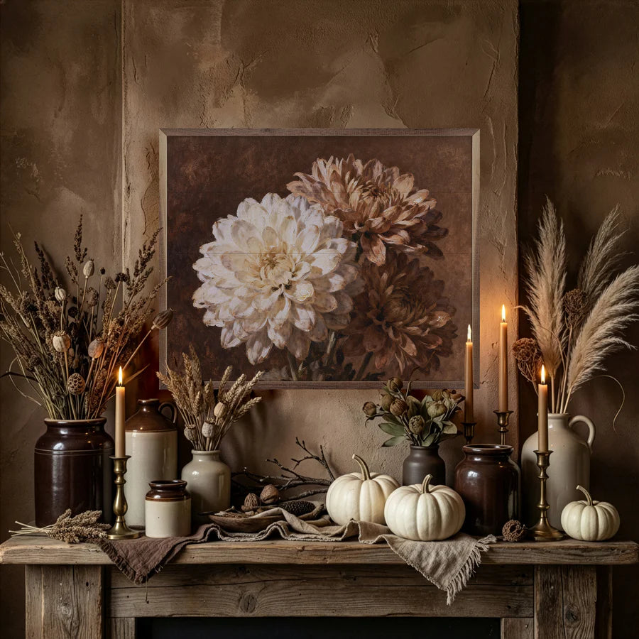 Vintage Three Mums Bouquet Wall Art