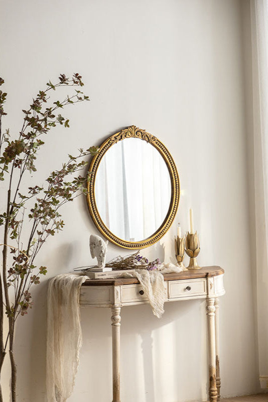Vintage Style Frame Oval Mirror | Solid Wood