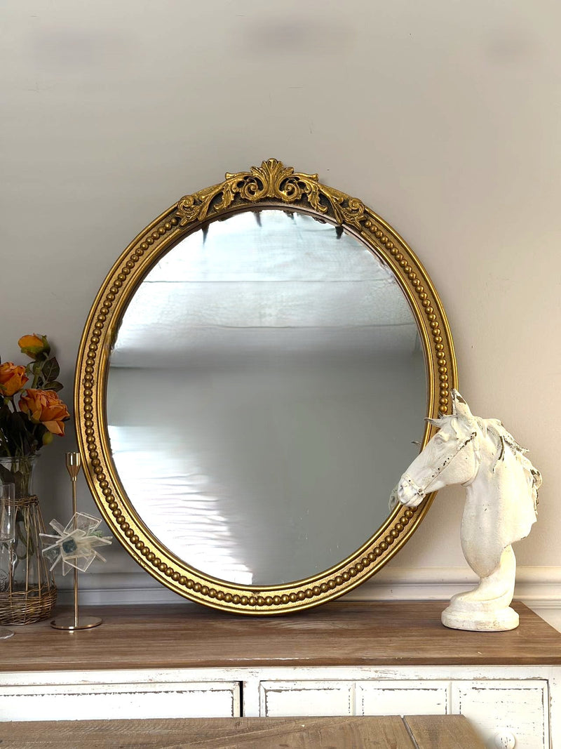 Vintage Style Frame Oval Mirror | Solid Wood
