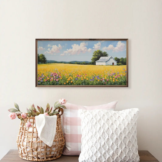 White Barn in Spring Field