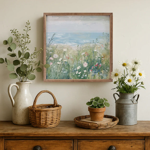 coastal cottage floral wall decor
