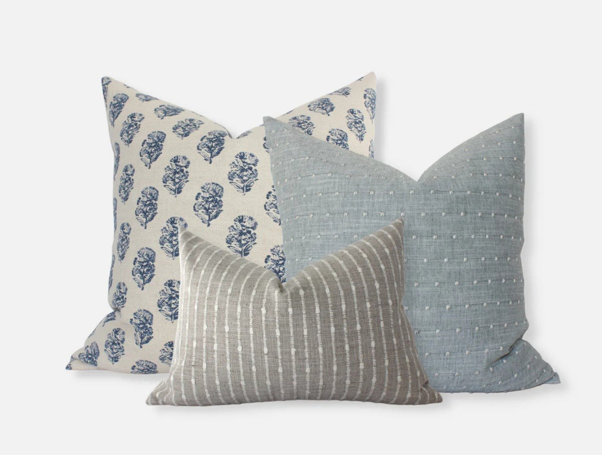 Coastal Blue Floral Pillow