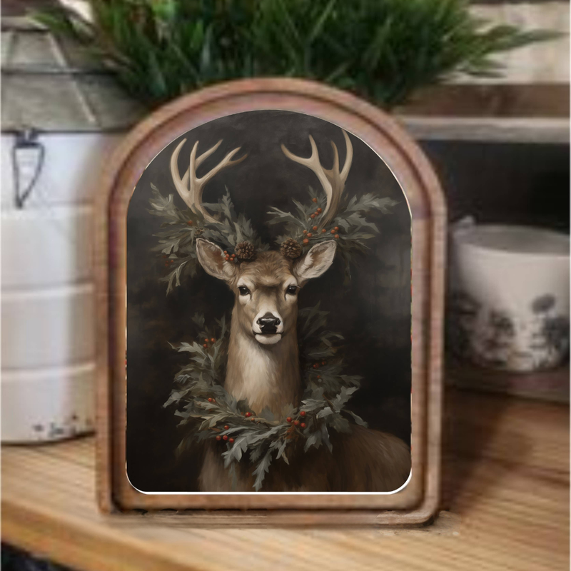 Wreath Deer Framed Art