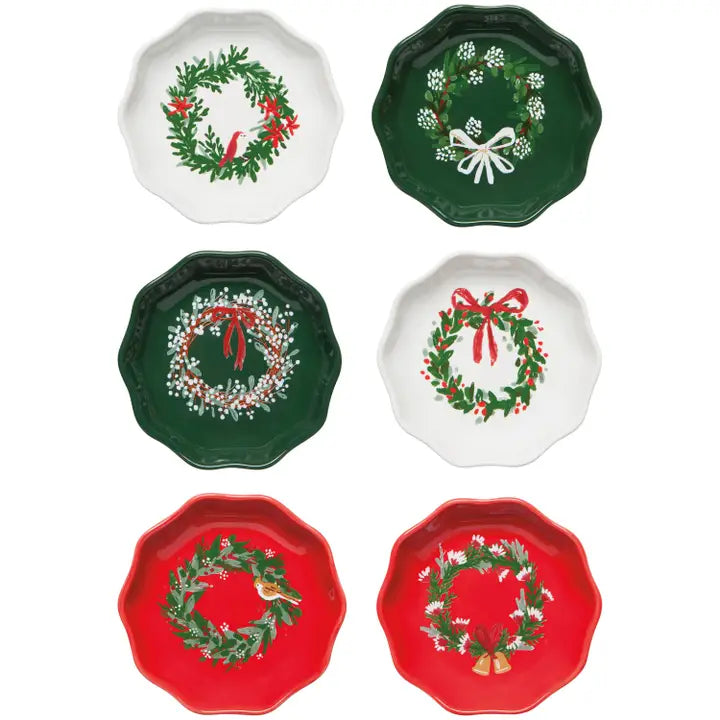Wreath Shaped Christmas Pinch Bowls | Set of 6