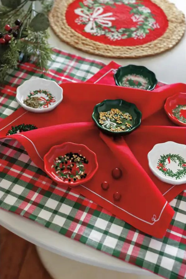 Wreath Shaped Christmas Pinch Bowls | Set of 6
