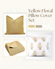 Yellow Floral Block Print Pillow Cover Set