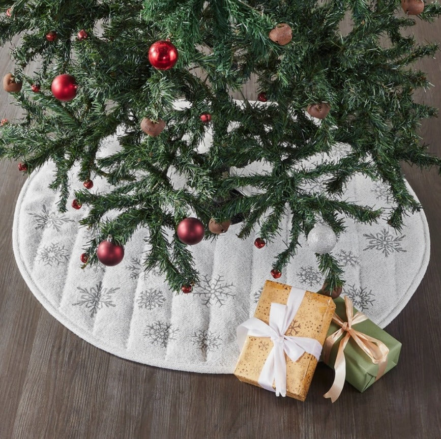 Yuletide Burlap Snowflake Tree Skirt - Antique White