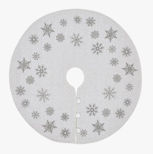 Yuletide Burlap Snowflake Tree Skirt - Antique White