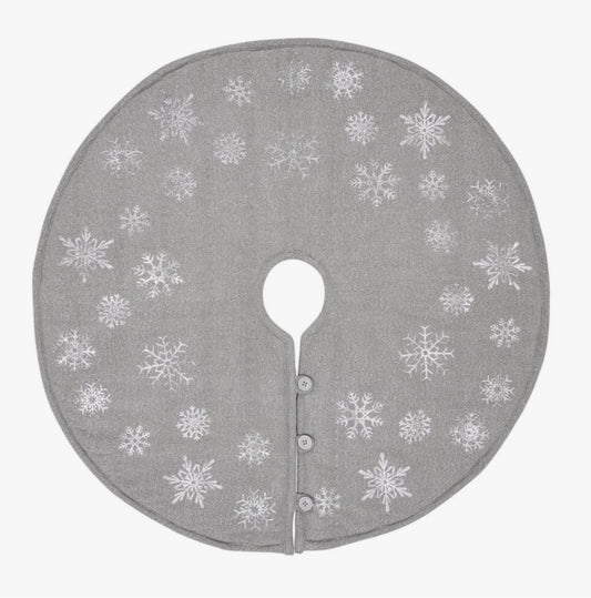 Yuletide Burlap Snowflake Tree Skirt - Dove Grey