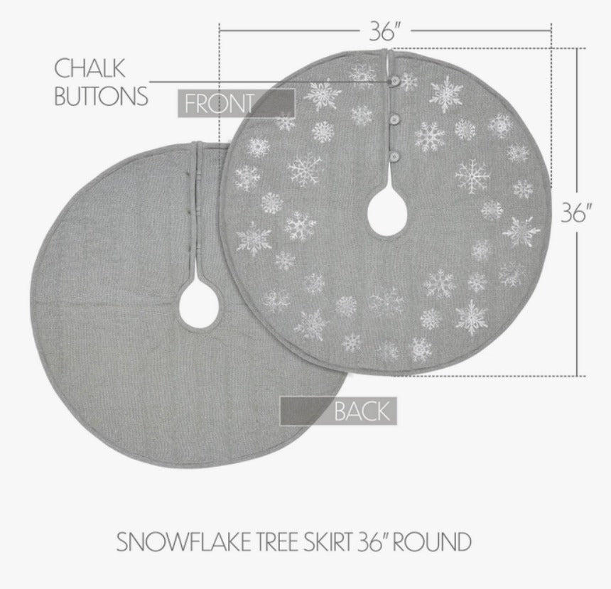 Yuletide Burlap Snowflake Tree Skirt - Dove Grey