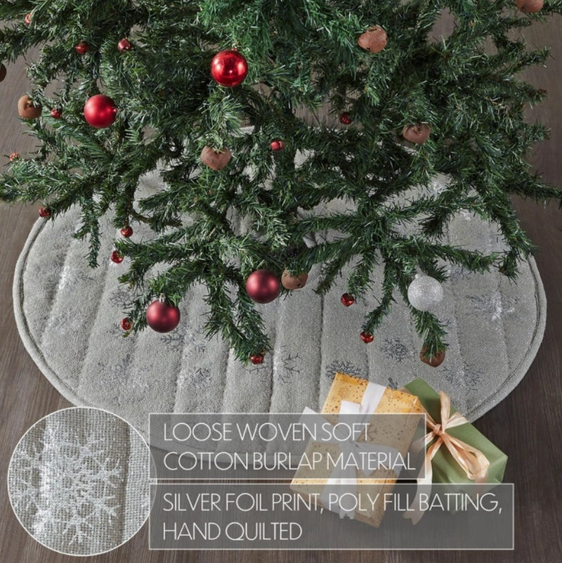 Yuletide Burlap Snowflake Tree Skirt - Dove Grey